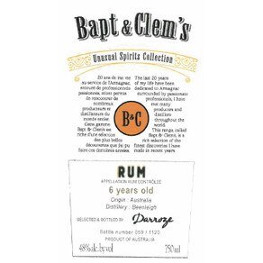 Bapt & Clem's 6-year Beenleigh Distillery Rum